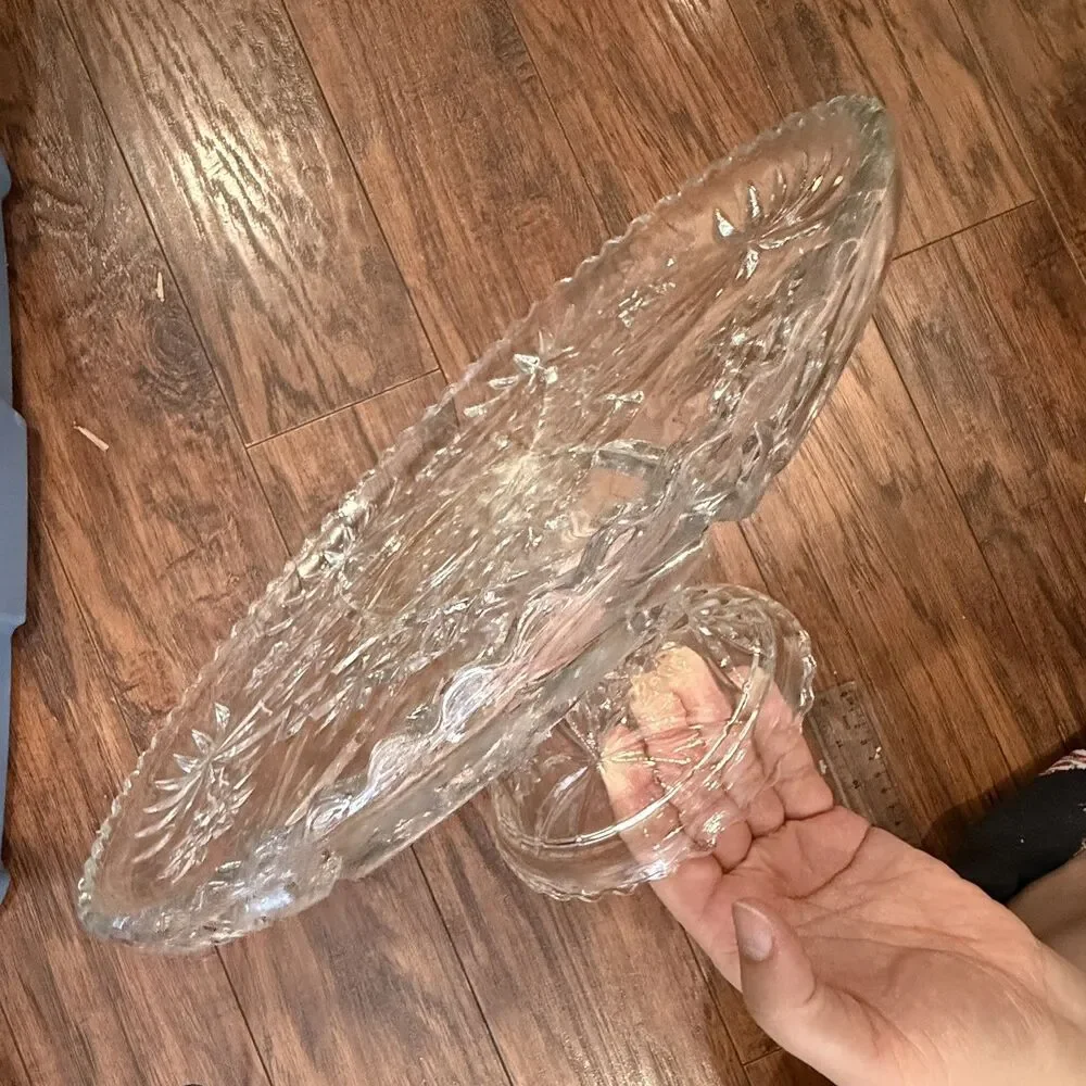 Anchor Hocking Early American Prescut, Footed Cake Plate 706, Pedestal Stand, A3
